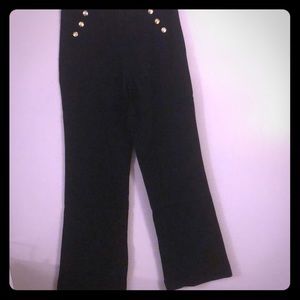 Black Linen-like Sailor High Waist Pant